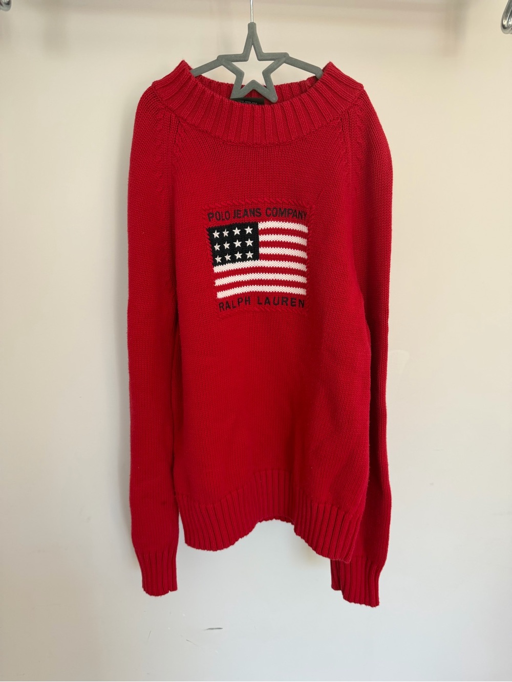 Polo Ralph Lauren USA Flag Knit Style Sweater Size Medium Women’s